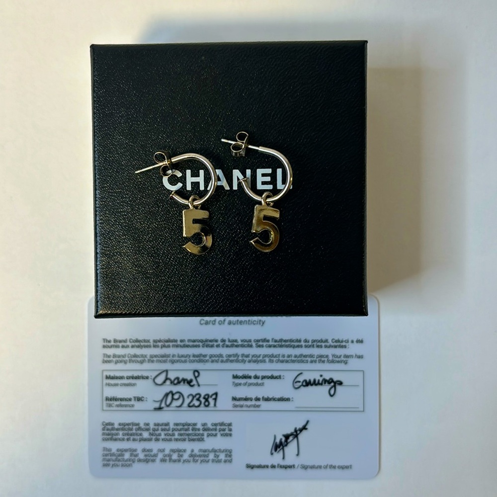 EUC Chanel #5 Silver Earrings